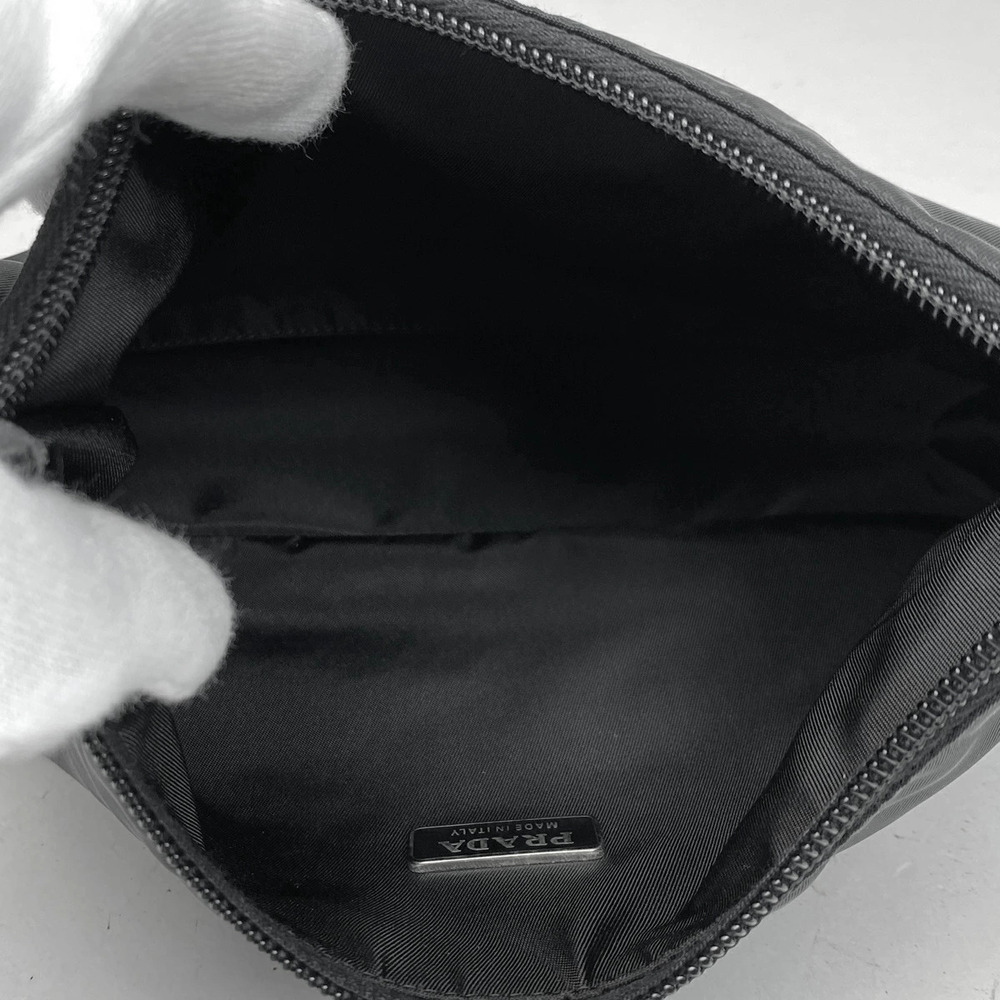 Prada Logo Plate Handbag Clutch Tote Bag Nero Black - Picture 6 of 6